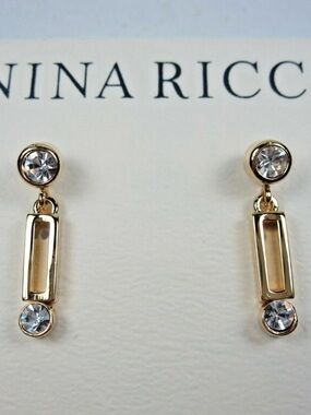 Nina Ricci Gold-tone Linear Crystal Drop Earrings